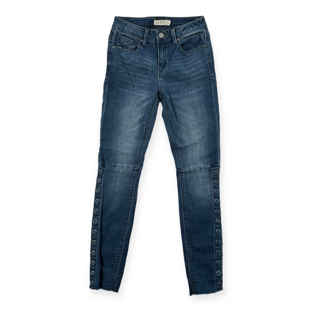 Unpublished Jeans Womens 25 Blue‎ Denim Skinny Grommets Metal Detail Mid Rise